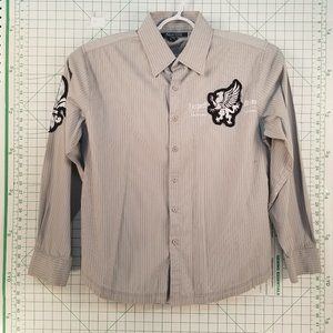 Akcess Grey Embroidered Button Up XL